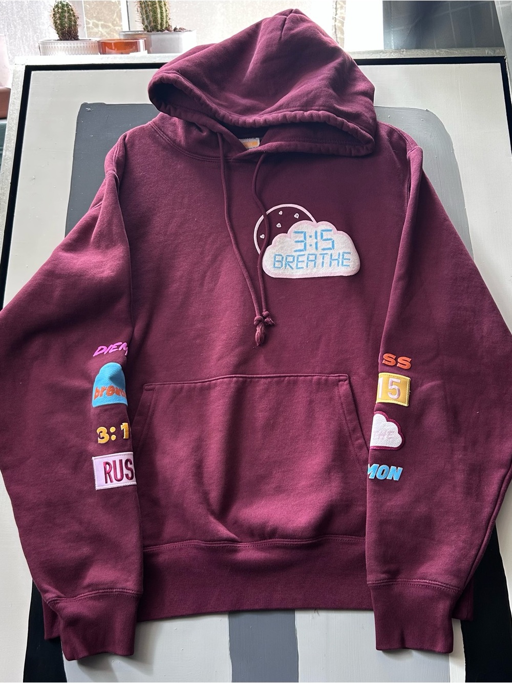 Russ 3:15 Breathe Hoodie Burgundy Embroidered Graphic Tour Merch Size Large